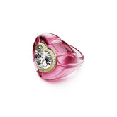 Dulcis cocktail ring, Heart cut, Pavé, Heart, Pink